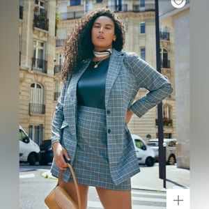 Eloquii Long Line Plaid Blazer